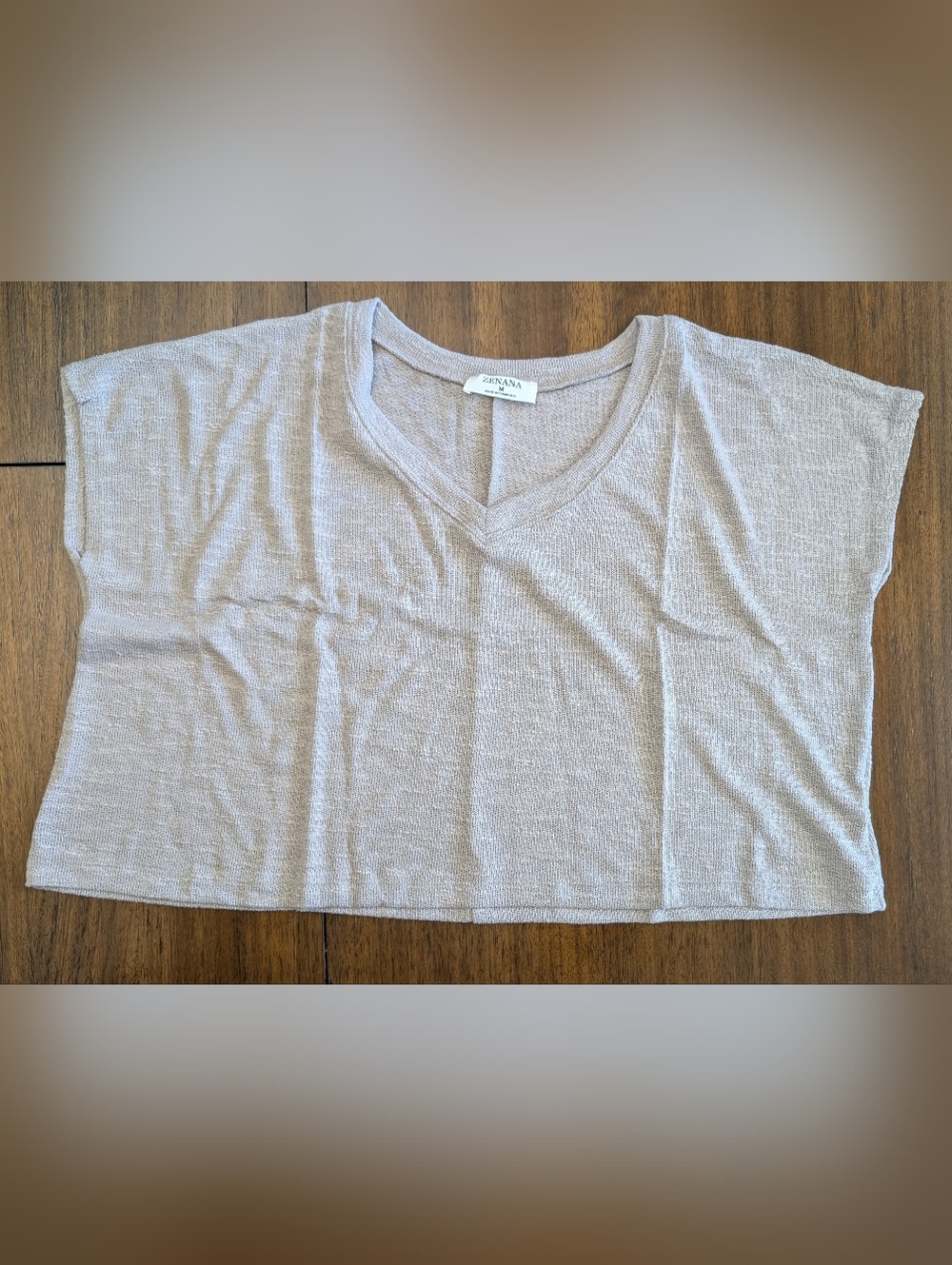 ZENANA Women's V-Neck Lightweight Sweater Top in Light Mocha Sz S, M, L, XL New